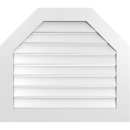 Ekena Millwork Octagonal Top Surface Mount PVC Gable Vent: Functional, w/ 3-1/2"W x 1"P Standard Frame, 34"W x 30"H GVPOT34X3001SF
